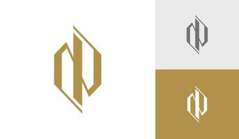 Luxury letter IN or NI initial monogram logo design vector