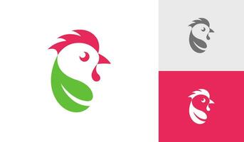 Farm logo design with chicken and leaf vector