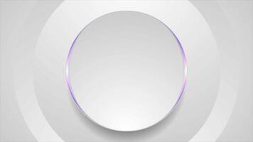 Grey circle with violet light abstract tech motion background video