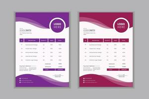 Minimal Corporate Business Invoice design for corporate office. Invoicing quotes, vector