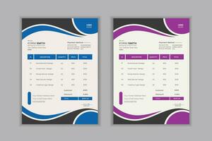 Minimal Corporate Business Invoice design for corporate office. Invoicing quotes, vector