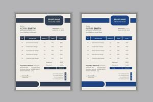 Minimal Corporate Business Invoice design for corporate office. Invoicing quotes, vector