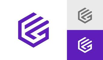 Letter GF initial hexagon monogram logo design vector