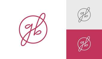 escritura a mano o firma letra gb monograma logo diseño vector