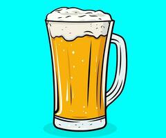 A mug of beer with foam on top vector