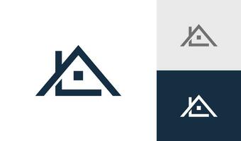 Letter AL initial monogram with house roof logo design vector