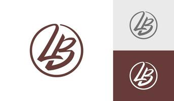 Handwritting letter LB monogram logo design vector