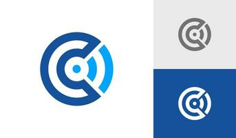 Letter C initial with wifi signal logo design vector