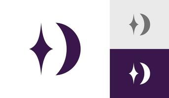 Moon and sparks logo design vector
