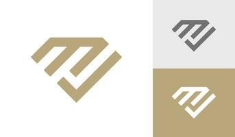Letter MJ monogram with diamond shape logo design vector