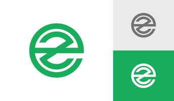 Circle letter EZ or ZE initial monogram logo design vector