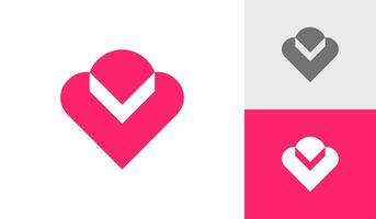 Heart icon with letter v logo design vector