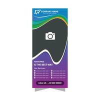 collection of abstract roll up banner design template. vertical layout. place for photo with shaped like teeth. modern style with colorful papercut designs. vector