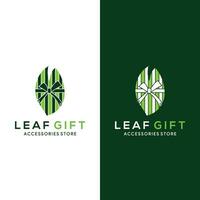 abstract modern design style. leaf and gift logo design template with multicolored green as colors vector