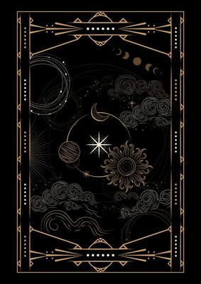 Magical Celestial Interstellar Frame Illustration