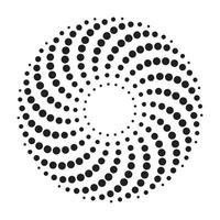 Dotted spiral vortex design element, vector illustration.