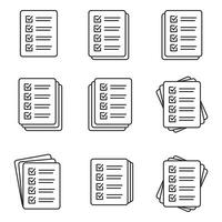 Checklist vector icon in line art style. Document icon, questionnaire icon. Text document vector icon, design element.