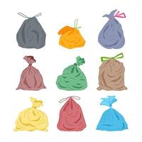 trash bag set cartoon vector illustration