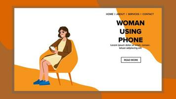 mobile woman using phone vector