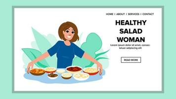 fresh healthy salad woman vector