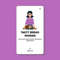 delicious tasty bread woman vector