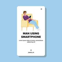 mobile man using smartphone vector