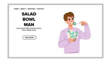 vegetable salad bowl man vector