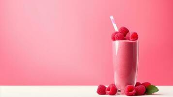 Raspberry protein shake. photo