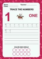 Trace and write number for children. Exercise for children to recognize the number. Educational worksheet for preschool. Vector file.