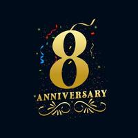 8 Anniversary luxurious Golden color 8 Years Anniversary Celebration Logo Design Template vector