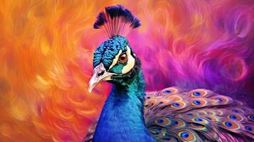 A peacock, Tropical bird, colorful peacock, printable digital watercolor painting. Generative Ai photo