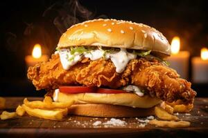 Hot chicken burger photo