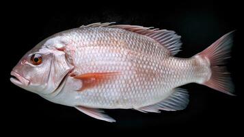 un Fresco pargo pescado en hielo. pargo pez. generativo ai foto