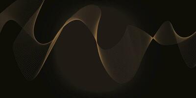 Abstract luxury golden wave lines curved overlapping on black background.pattern for ads, leaflets. vector