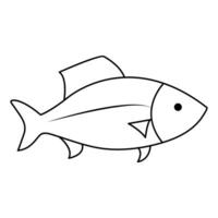 Continuous One line drawing of big fish and single line vector art illustration