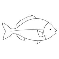 Continuous One line drawing of big fish and single line vector art illustration