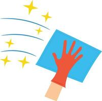 Hand Disinfecting a Surface using a Wiper Cloth. Hand Drawn Illustration vector