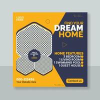 Modern home social media promotion template. for business banner ads. Pro Vector