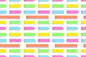 Endless pattern of colorful office paper note stickers of various shapes in trendy bright hues. EPS vector