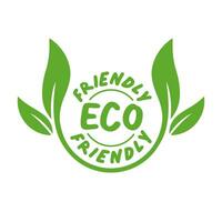 Eco friendly badge. Healthy natural product label logo design with plant leaves. vector