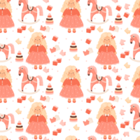 Kids seamless pattern.  doll toys png