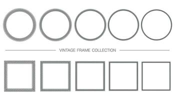Round And Square Decorative Vintage Frame Set Isolated On A White Background. Vector Illustration.