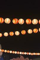 bright light Japanese lamp in the festival at night time with dark sky background photo