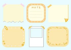 Set of Paper memo, note memo, sticky note, frame, reminder in vector illustration using for design or decoration