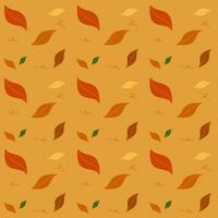 Seamless pattern of dry fallen leaf in autumn in orange background vector