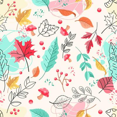 Autumn leaves seamless pattern. Fall foliage background