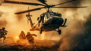 Special Operations Forces Extraction by Air Support AI Generated photo