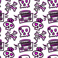 Rock n Roll seamless pattern. print for textiles, backgrounds, printing. Grunge style, hand lettered, vector illustration.