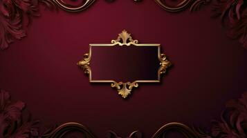 Vintage Gold Ornament Frame with Red Velvet Insert Baroque and Antique Style for Photo, Wedding, and Mirror Retro and Decorative Design for Border, Vector, and Template photo
