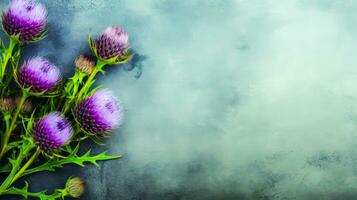 Thistle Background with Various Thistle Flowers A Simple and Versatile Image for Wallpaper AI Generative photo